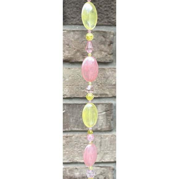 Beaded Suncatcher Pink & Yellow Crystal Prism Hanging Patio Decor Yard Art - Picture 7 of 10